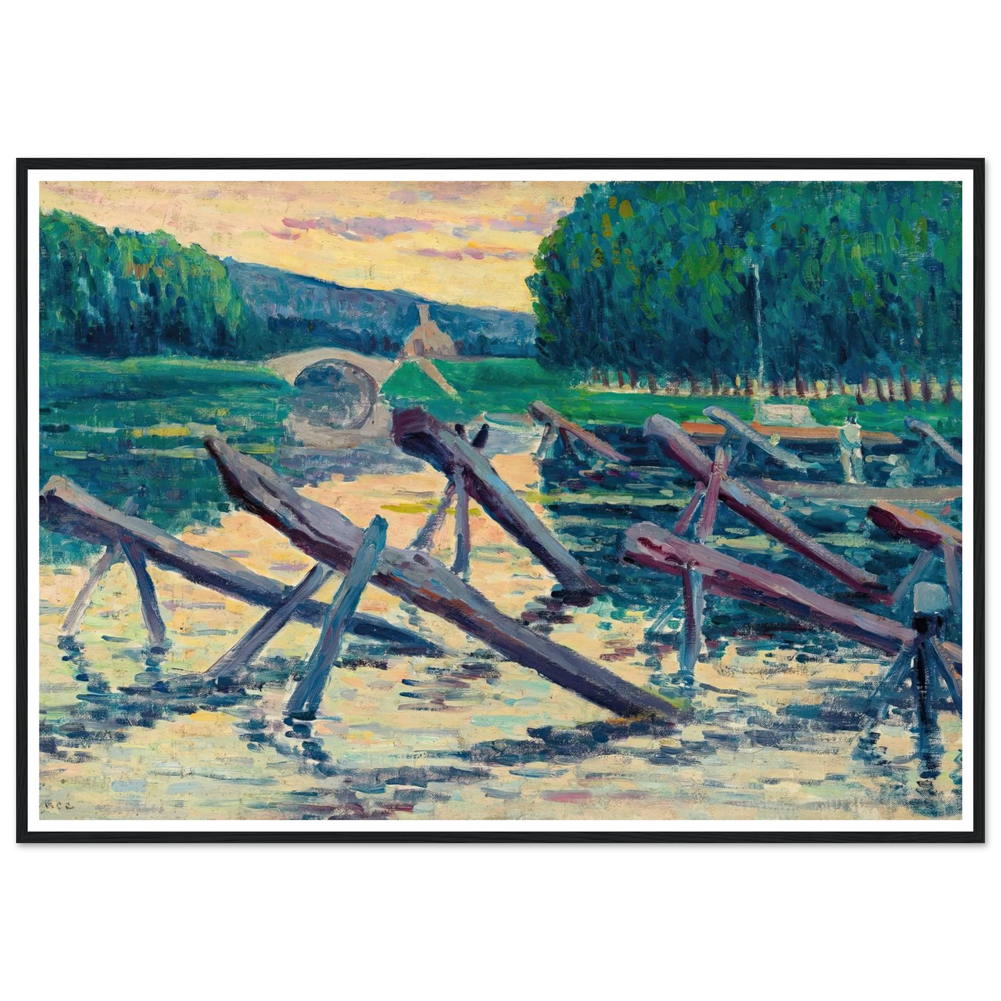 Les chevalets sur la Cure (circa 1908) Art Print | Maximilien Luce-Quipham Collections