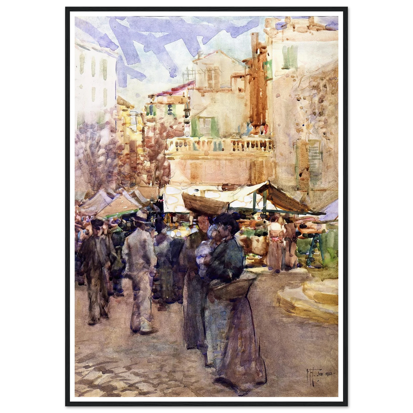 The market place, San Remo, Italy (1902) Art Print | Frances Hodgkins-Quipham Collections