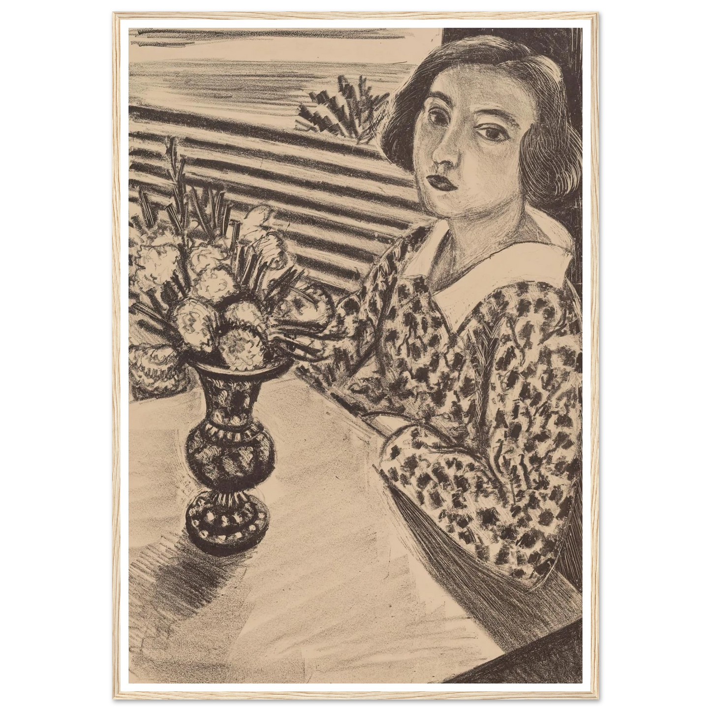 Seated Young Girl with a Bouquet of Flowers (1923) Art Print | Henri Matisse-Quipham Collections