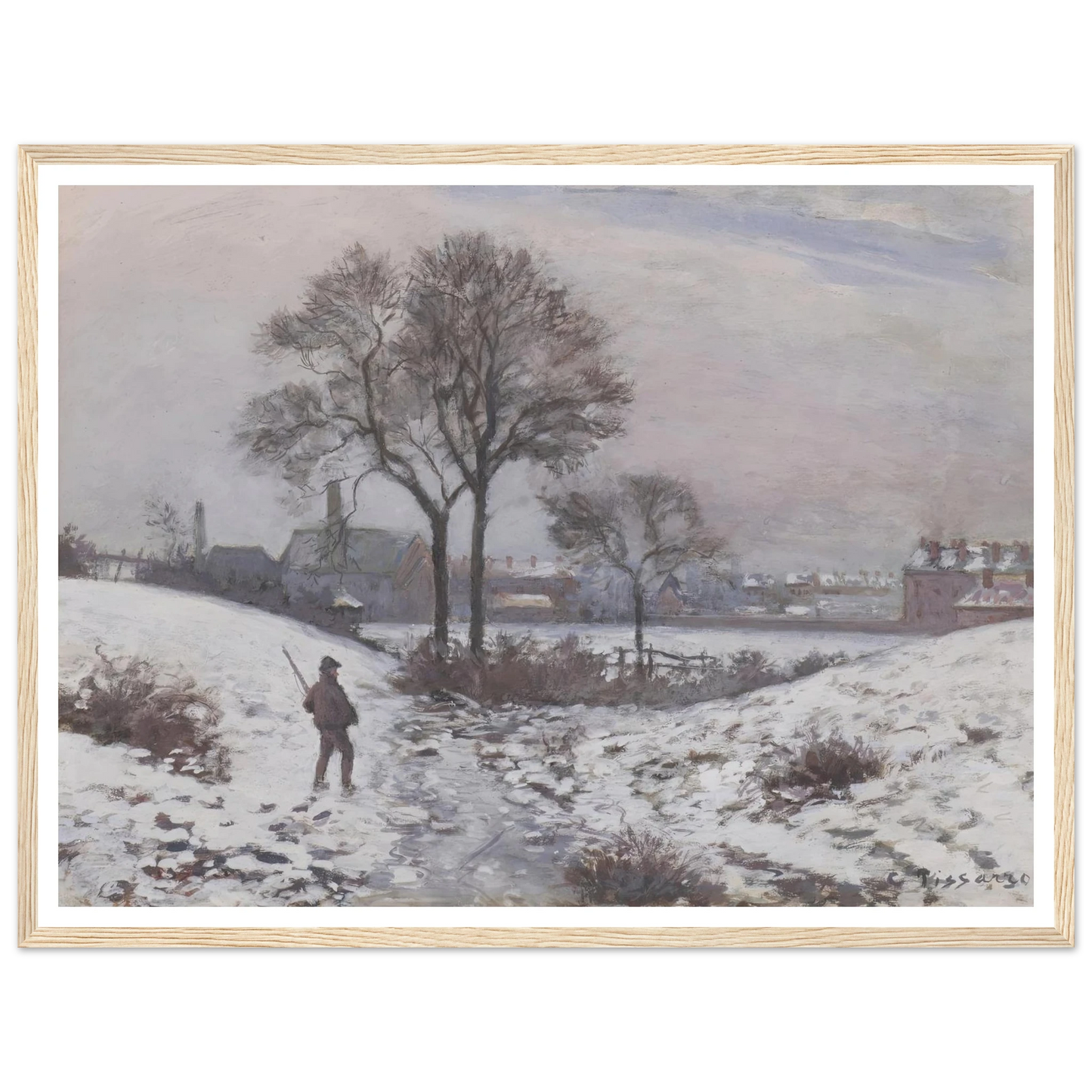 Chasseur en hiver, paysage à Norwood (1870) Art Print | Camille Pissarro-Quipham Collections