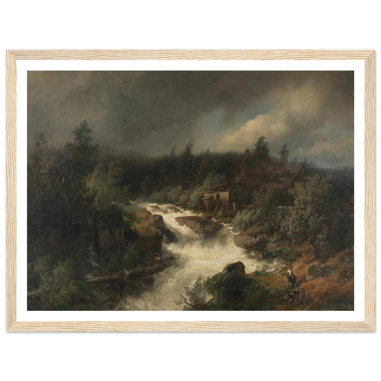 Wassermühle am tosenden Gebirgsbach (1870) Art Print | Hermann Ottomar Herzog-Quipham Collections