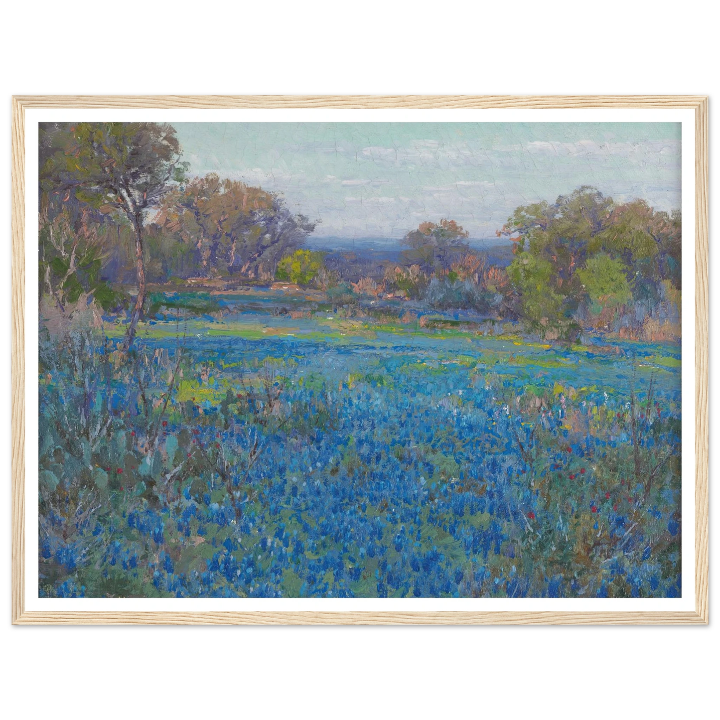 A field of Blue Bonnets, late afternoon sunlight (1919-1920) Art Print | Julian Onderdonk-Quipham Collections