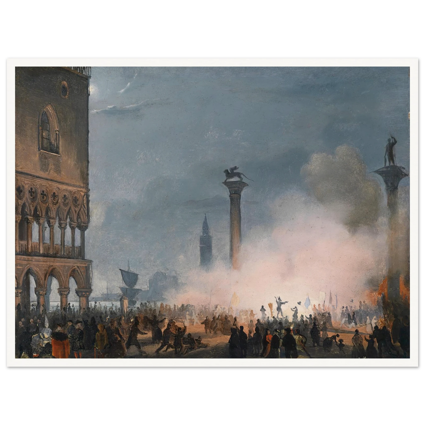 Venedi Piazzetta bei Nacht Art Print | Ippolito Caffi-Quipham Collections