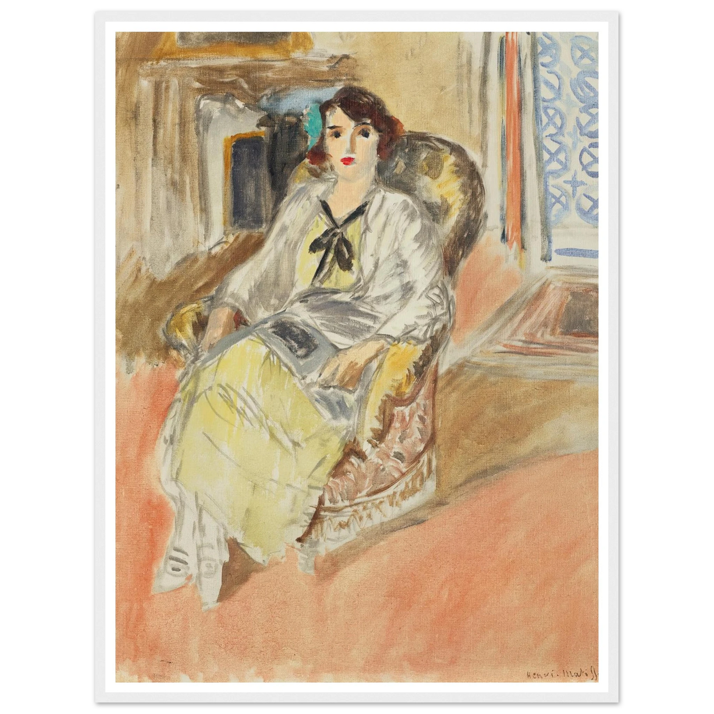 Jeune fille assise, robe jaune (1921-1922) Art Print | Henri Matisse-Quipham Collections