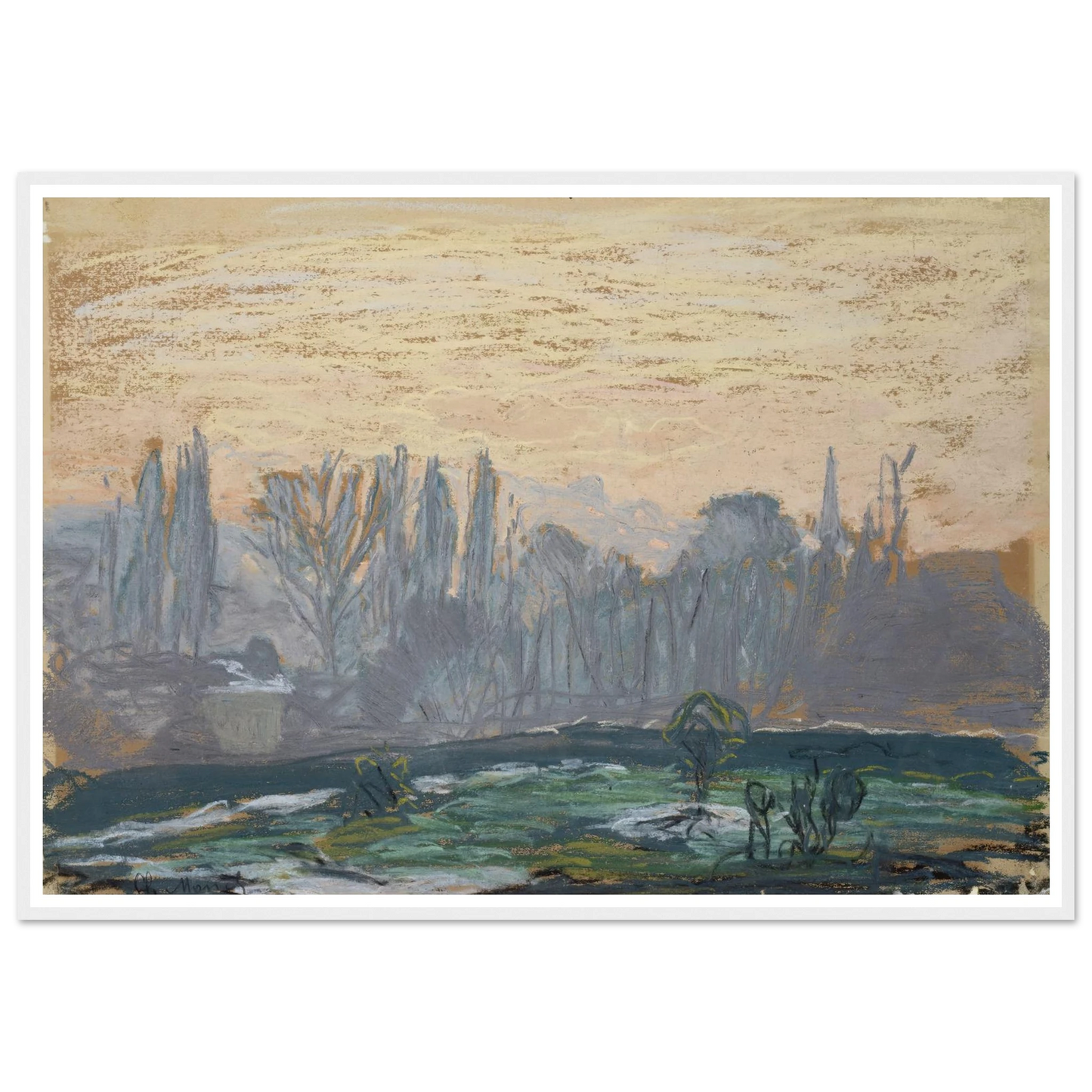 Winter Landscape with Evening Sky (ca. 1870 – 1880) Art Print | Claude Monet-Quipham Collections