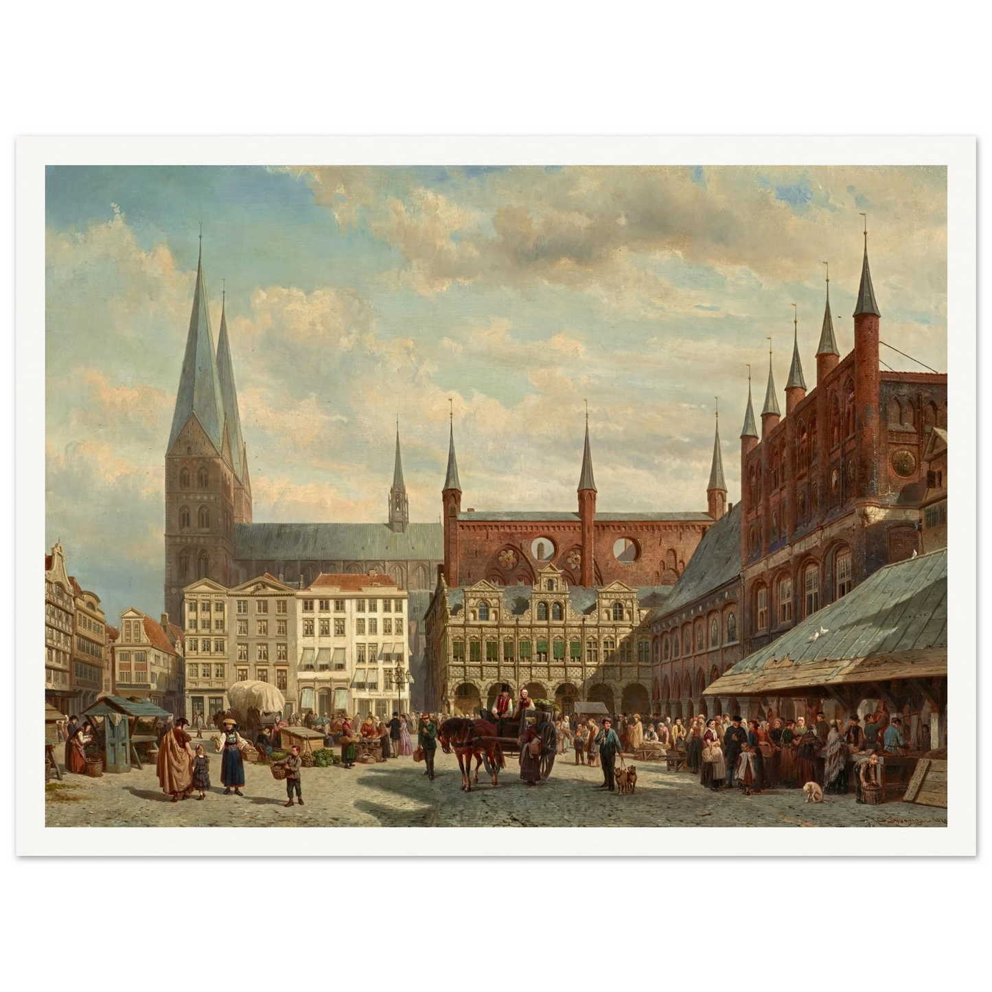 Ansicht des Lübecker Marktes (1870) Art Print | Cornelis Springer-Quipham Collections