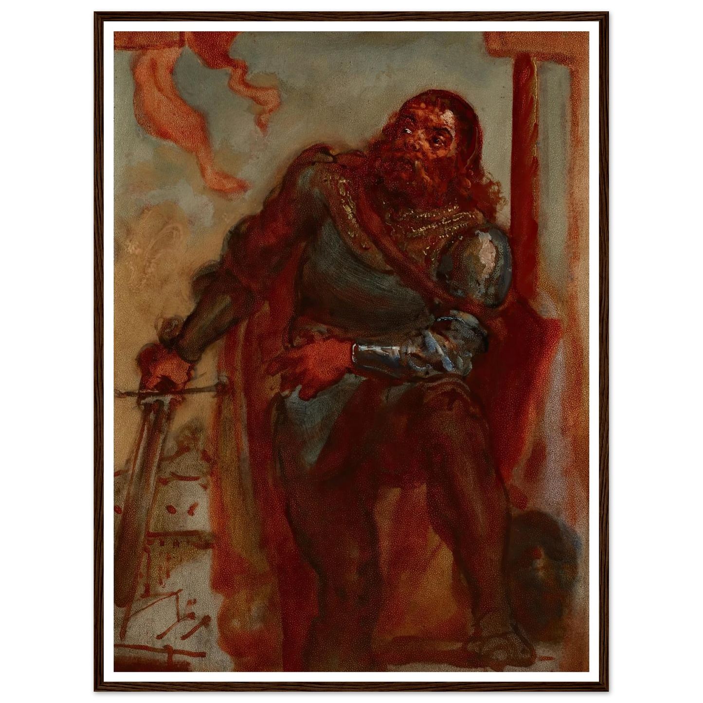 Sketch for the painting ‘Wacław Wilczek during the defence of the Benedictine monastery in Trzebice in Moravia in 1468 against Maciej Korwin’ (1876) Art Print | Jan Matejko-Quipham Collections