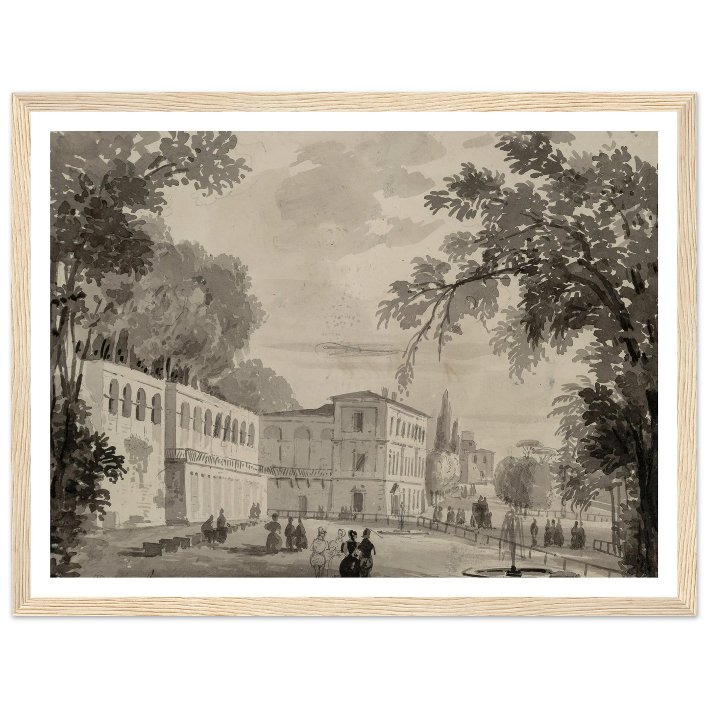 Veduta of the Aqueduct and Aranciera of the Villa Borghese, Rome Art Print | Ippolito Caffi-Quipham Collections
