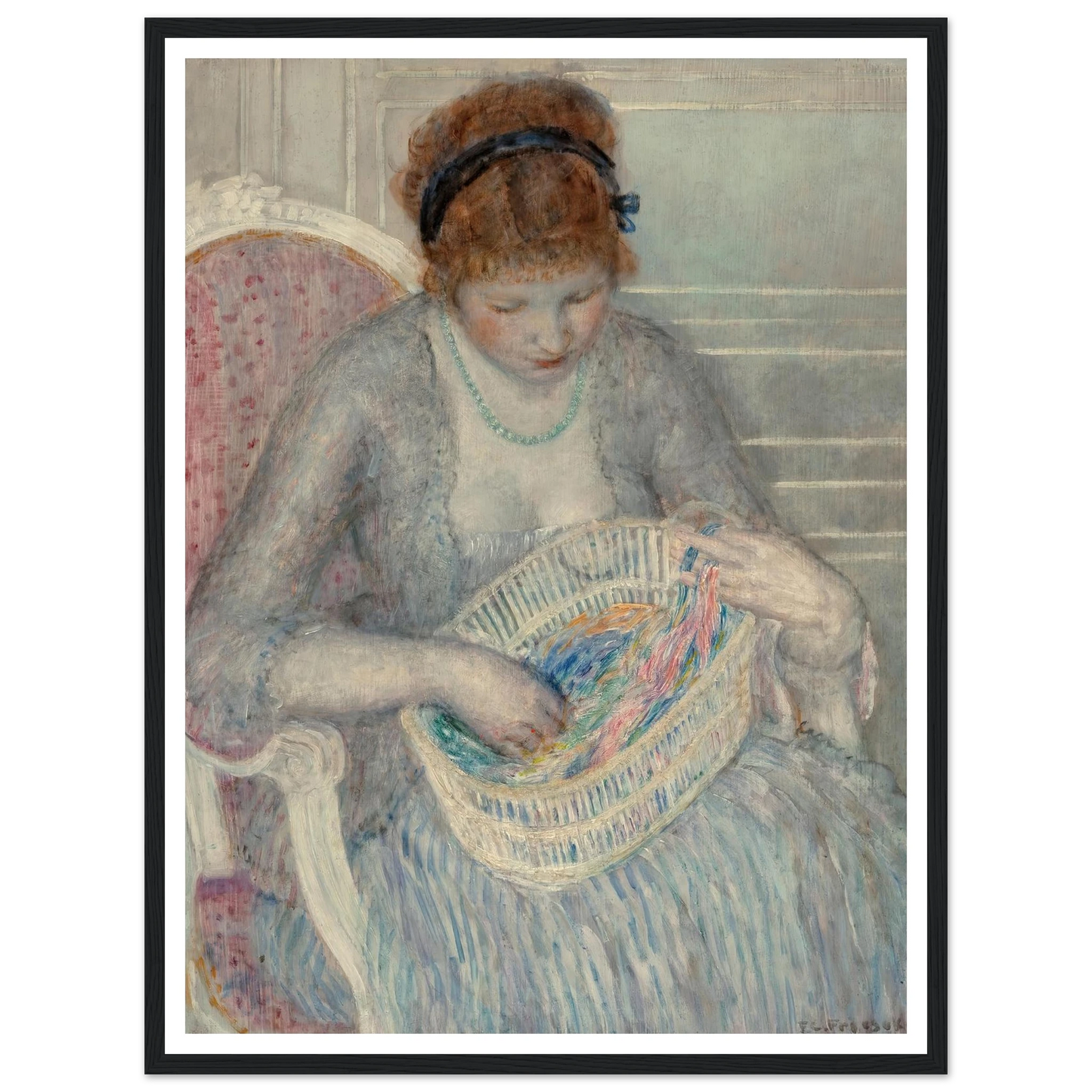 Girl with a Basket of Ribbons (1915) Art Print | Frederick Carl Frieseke-Quipham Collections