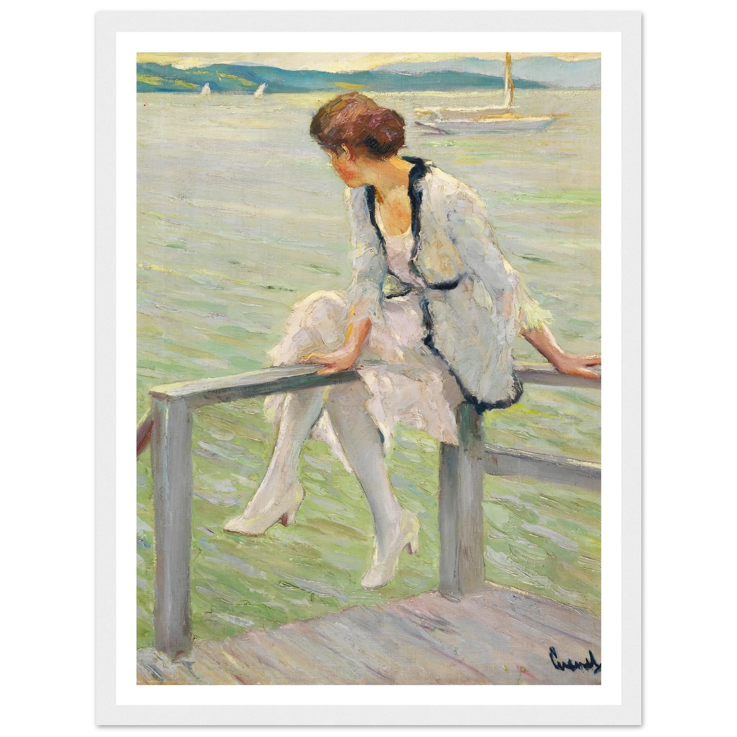 Young woman at Lake Starnberg (1915-1920) Art Print | Edward Cucue-Quipham Collections