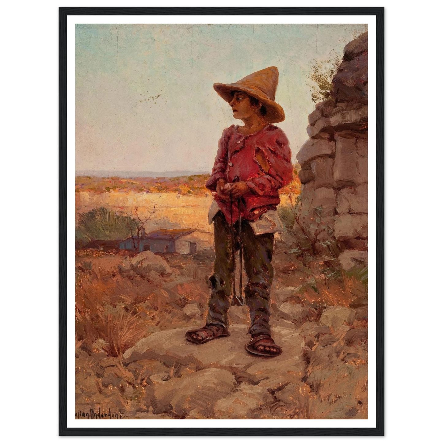 Goat Herder at the San Antonio Quarry (1909) Art Print | Julian Onderdonk-Quipham Collections