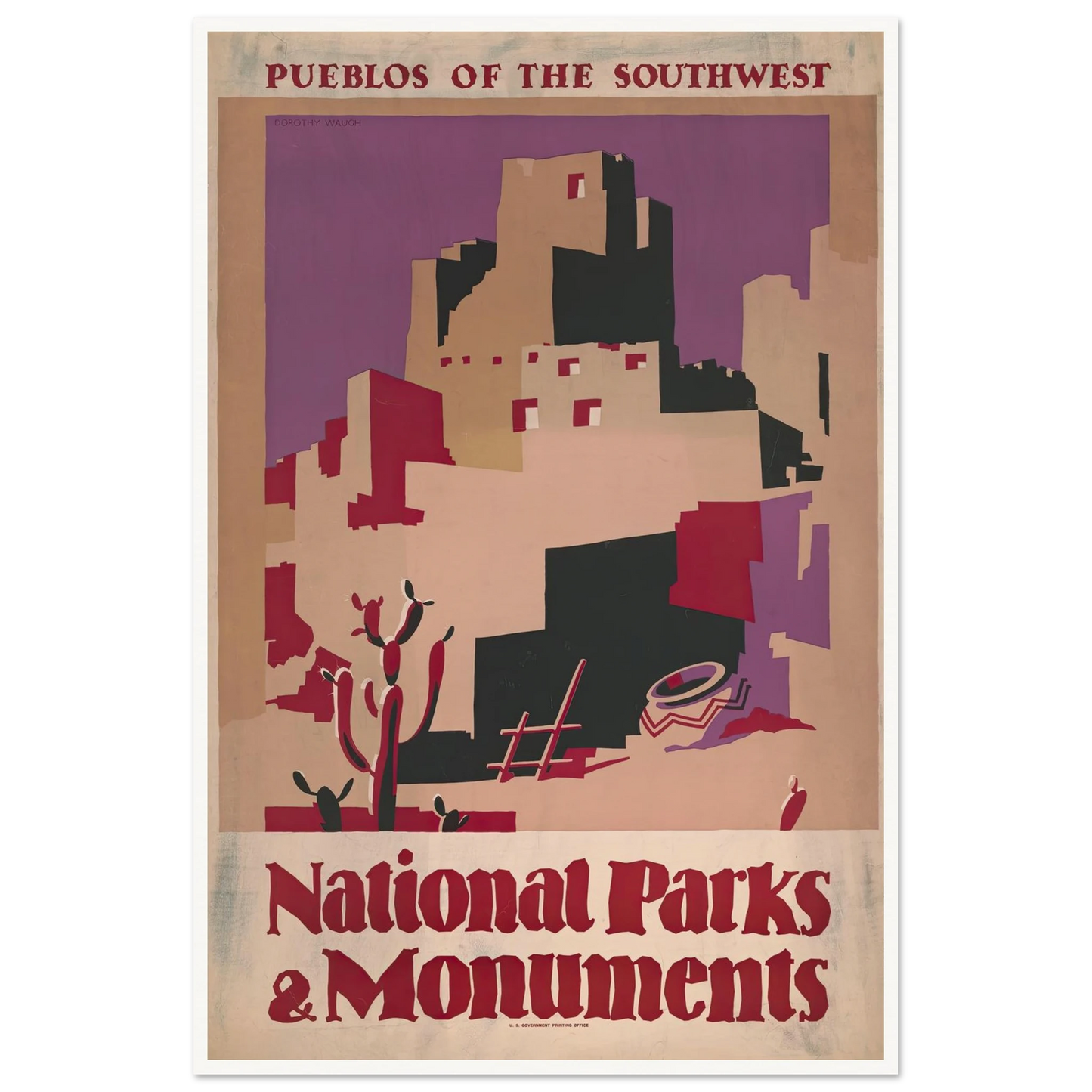 National parks and monuments Pueblos of the southwest (1930) Art Print | Dorothy Waugh-Quipham Collections
