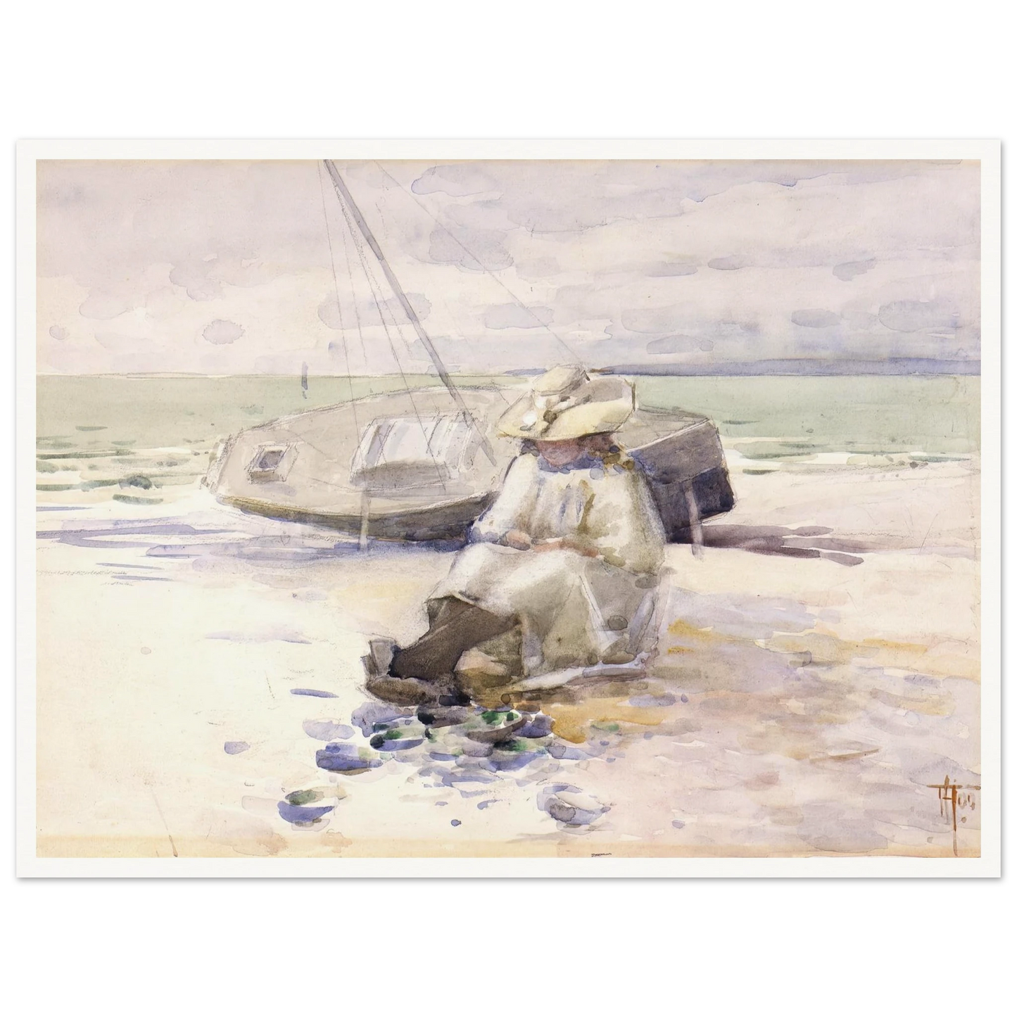 Girl on the beach (1900) Art Print | Frances Hodgkins-Quipham Collections