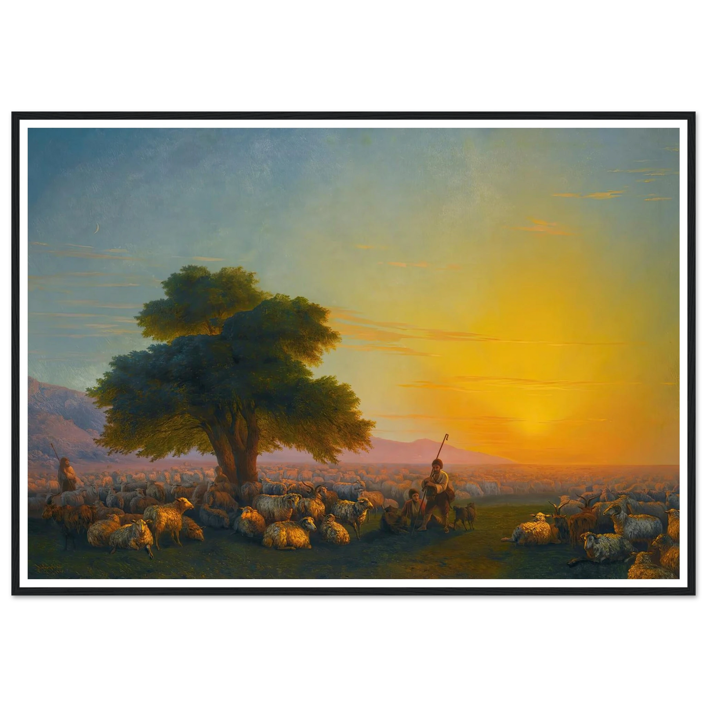 Shepherds With Their Flock At Sunset (1859) Art Print | Ivan Konstantinovich Aivazovsky-Quipham Collections