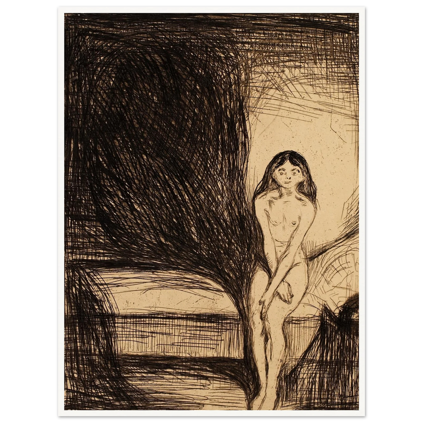 At Night (Puberty) (1986) Art Print | Edvard Munch-Quipham Collections