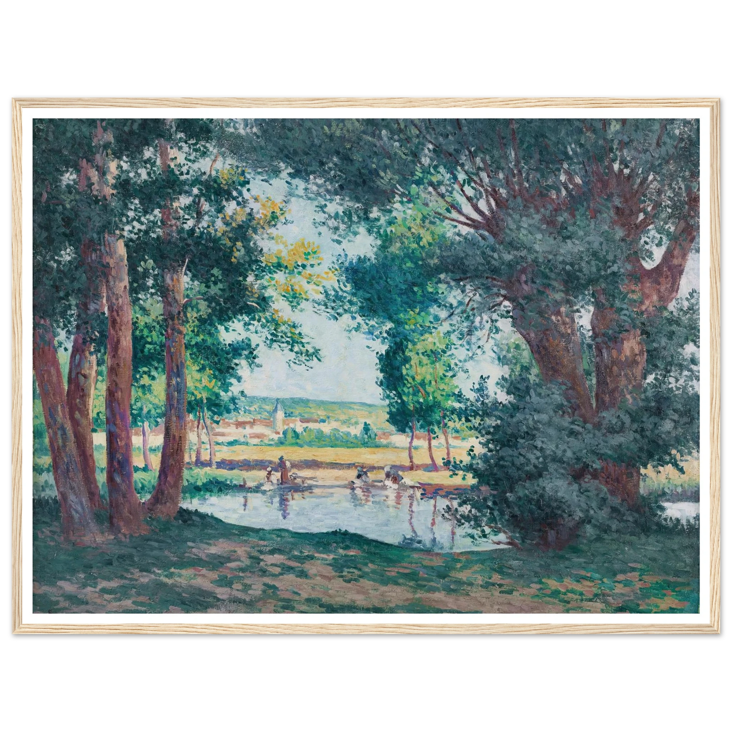 Bessy-sur-Cure, les lavandieres au bord de l’eau (1906) Art Print | Maximilien Luce-Quipham Collections