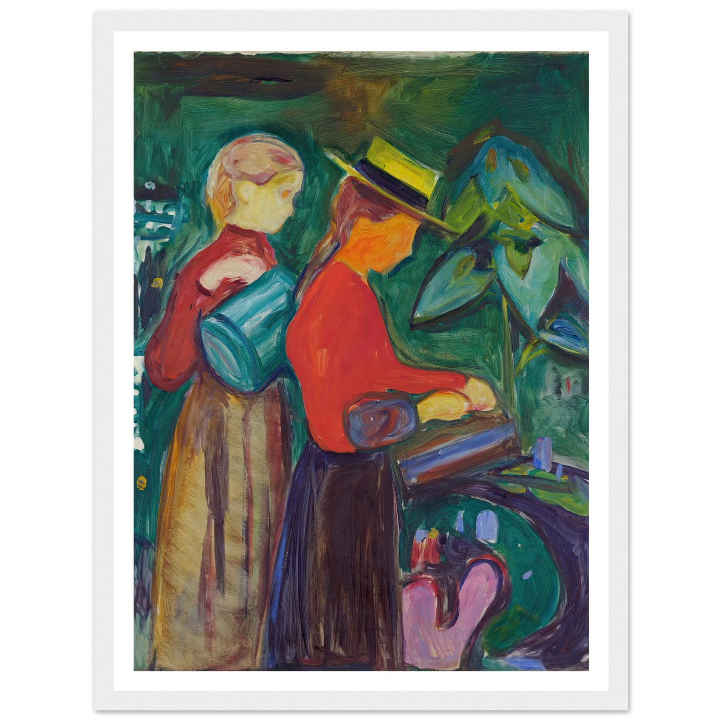 Girls watering Flowers (The Linde Frieze) (1904) Art Print | Edvard Munch-Quipham Collections