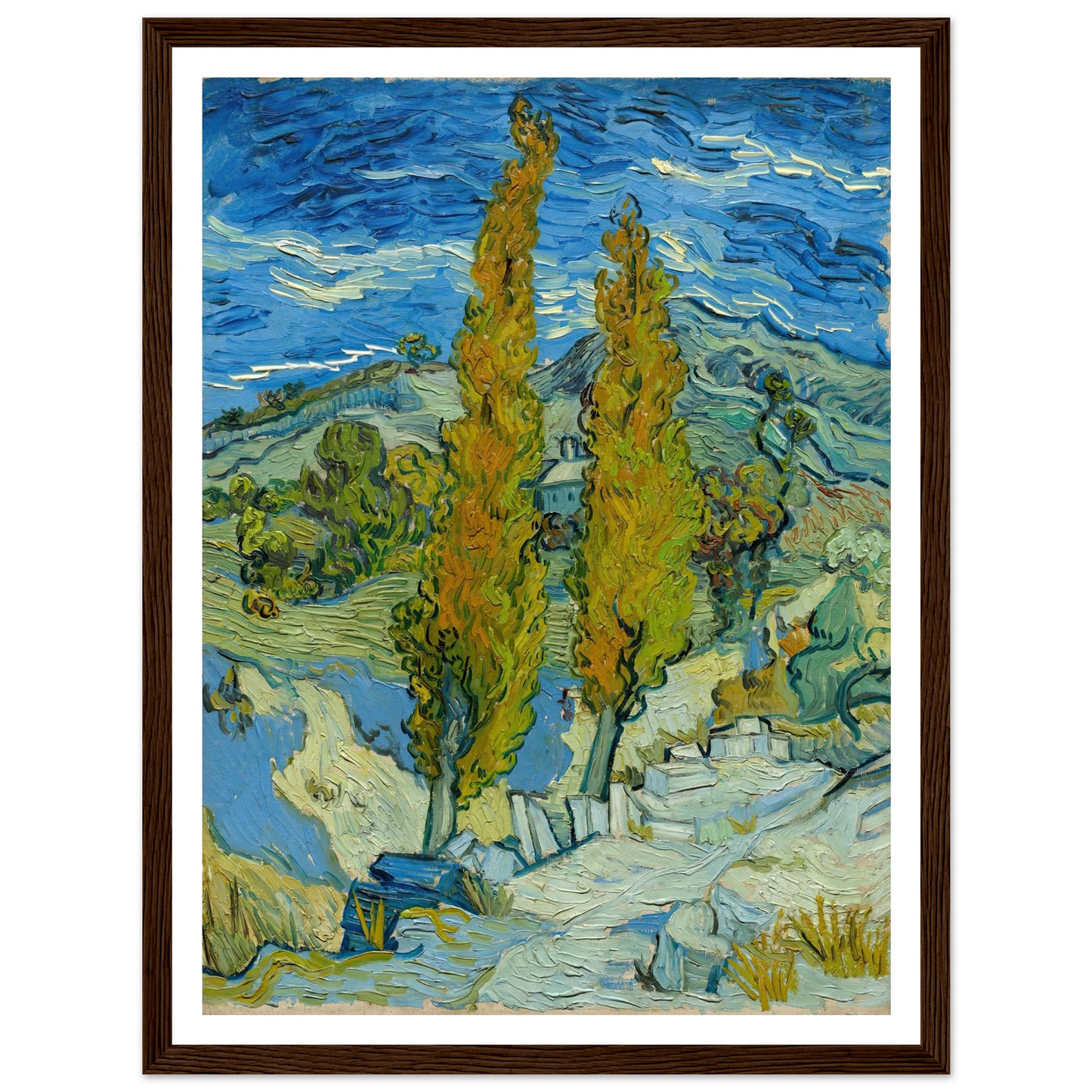 Two Poplars in the Alpilles near Saint-Rémy (1889) Art Print | Vincent van Gogh-Quipham Collections
