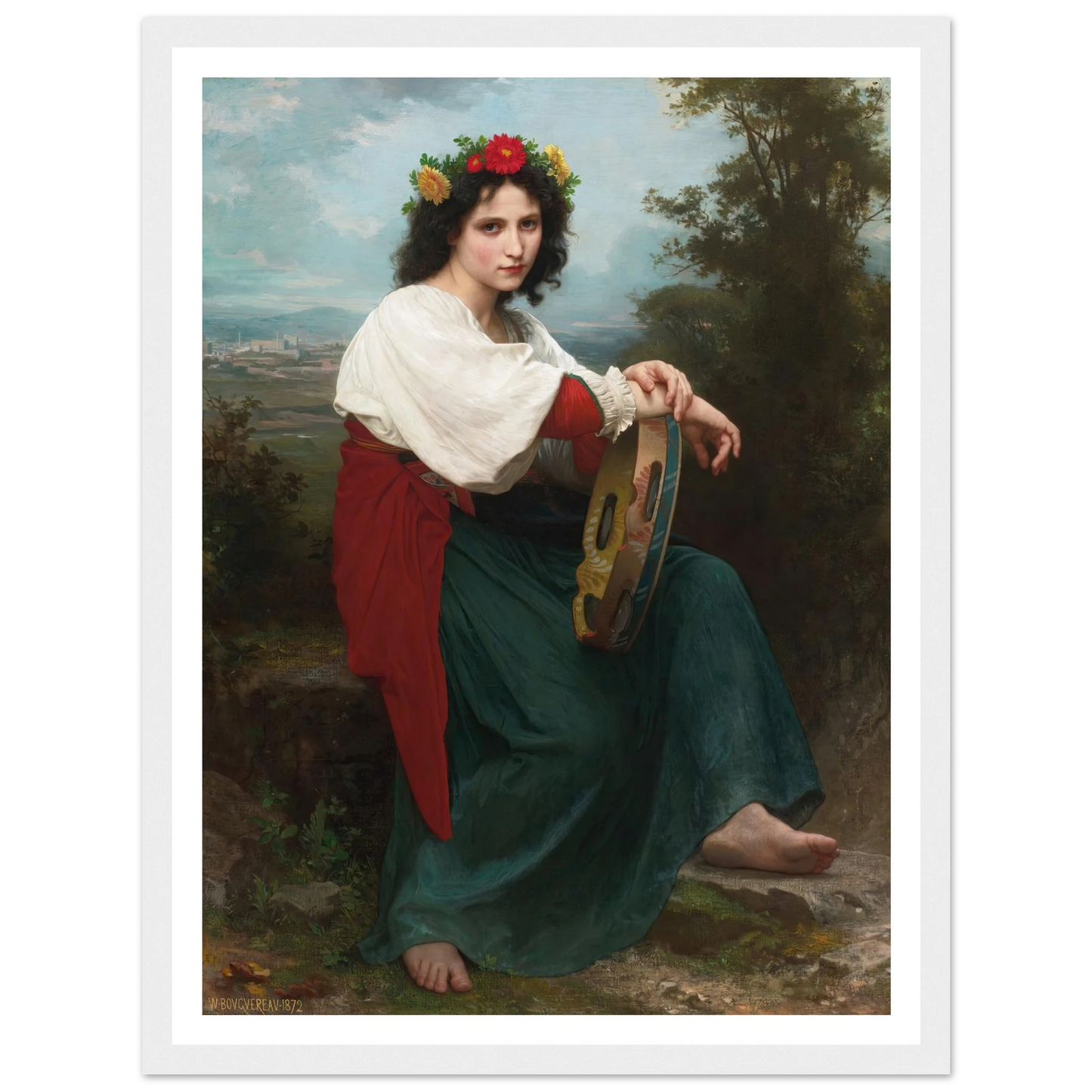 L’Italienne au Tambour de Basque (1872) Art Print | William Bouguereau-Quipham Collections