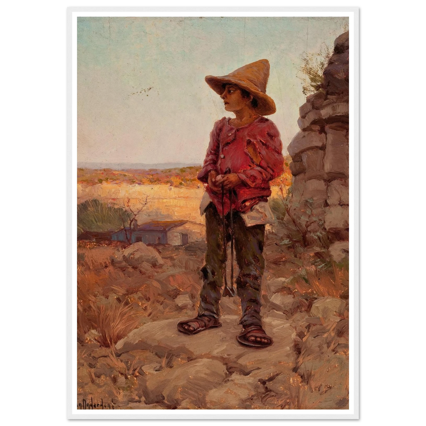 Goat Herder at the San Antonio Quarry (1909) Art Print | Julian Onderdonk-Quipham Collections