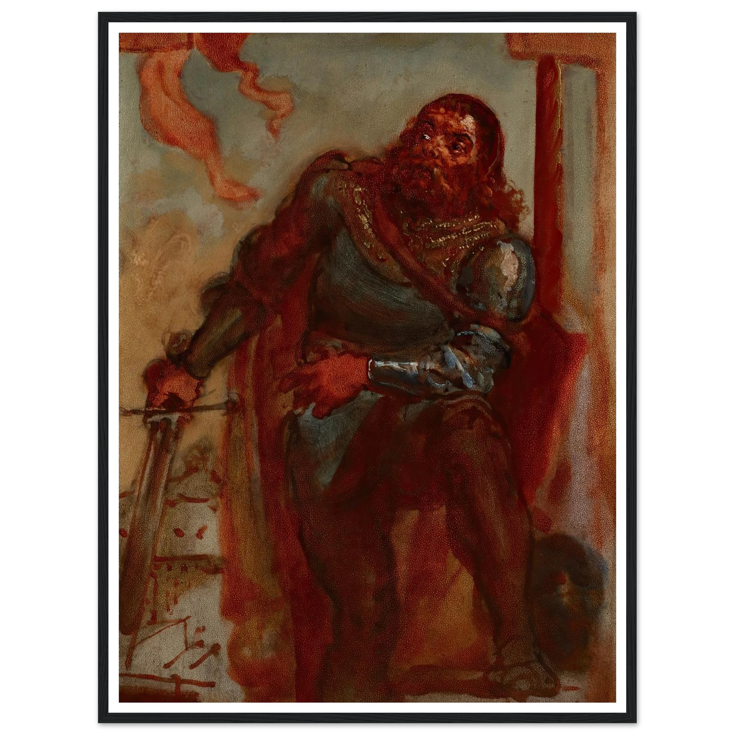 Sketch for the painting ‘Wacław Wilczek during the defence of the Benedictine monastery in Trzebice in Moravia in 1468 against Maciej Korwin’ (1876) Art Print | Jan Matejko-Quipham Collections