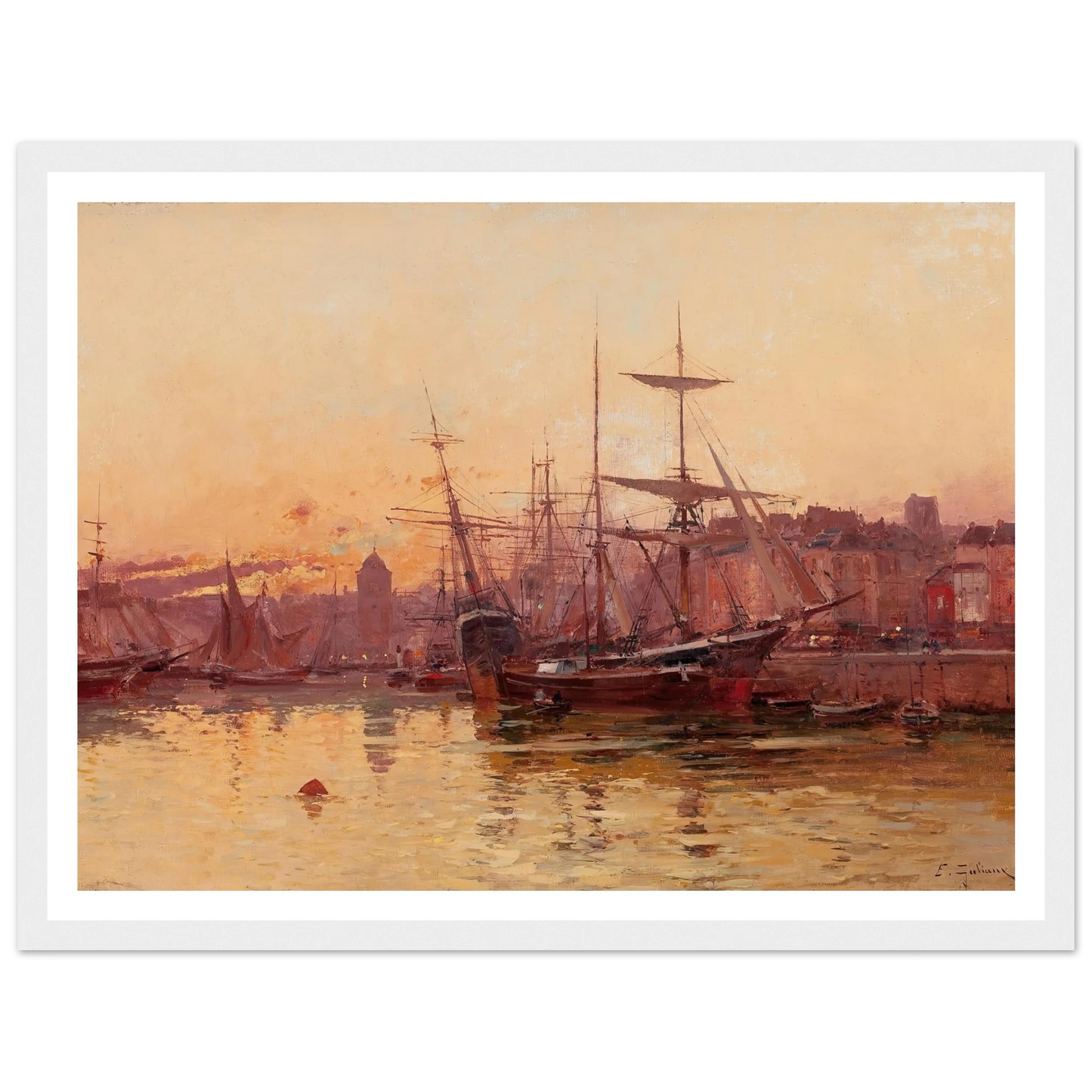 Voiliers à quai en Normandie Art Print | Eugene Galien Laloue-Quipham Collections