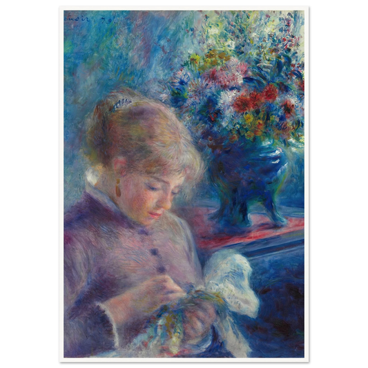 Young Woman Sewing (1879) Art Print | Pierre Auguste Renoir-Quipham Collections