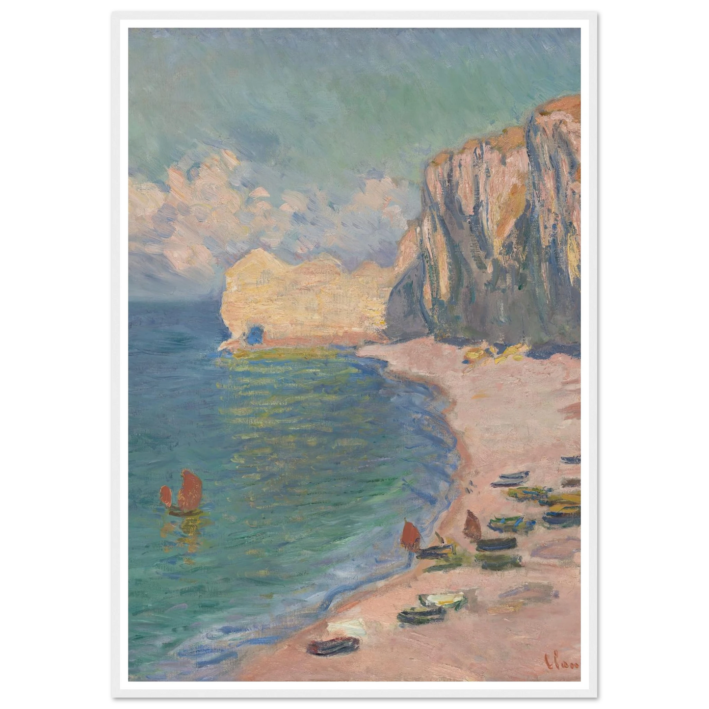 Étretat, The Beach and the Falaise d’Amont (1885) Art Print | Claude Monet-Quipham Collections