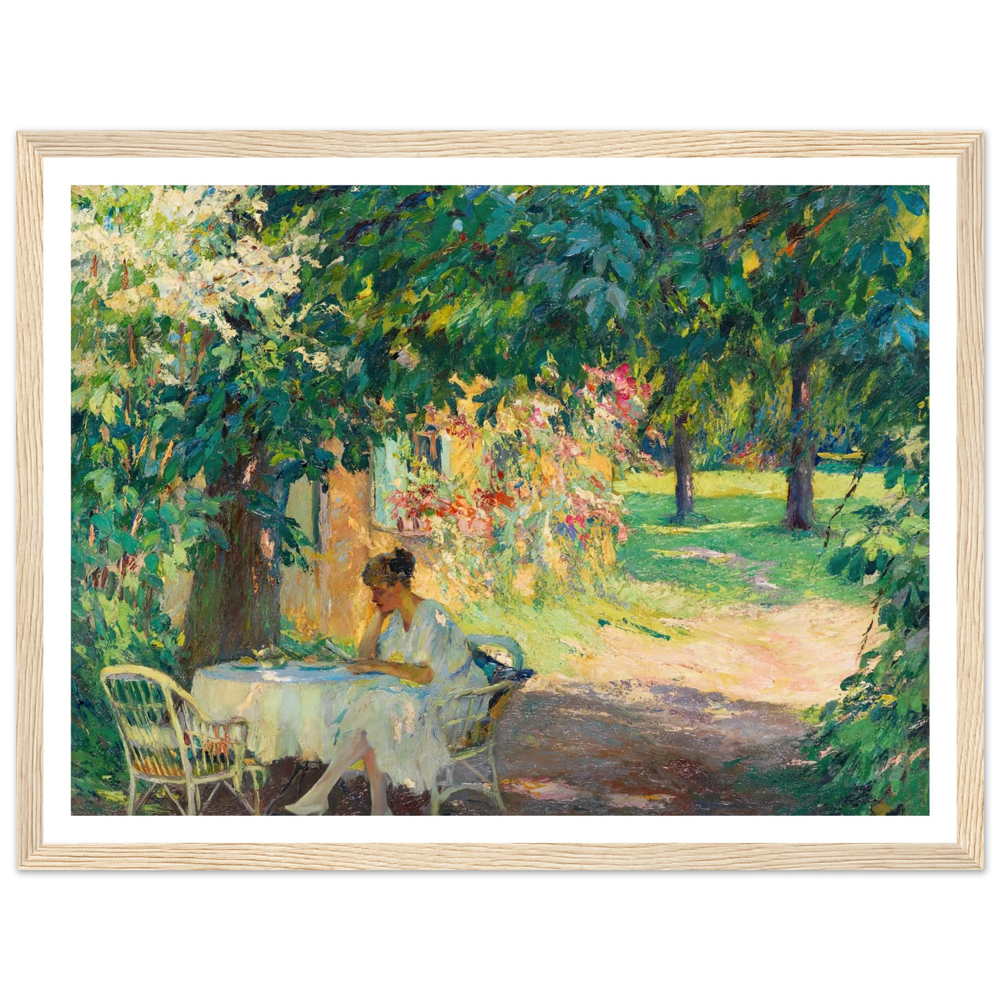Summer in the garden of the artist’s villa on Lake Starnberg (1920) Art Print | Edward Cucue-Quipham Collections