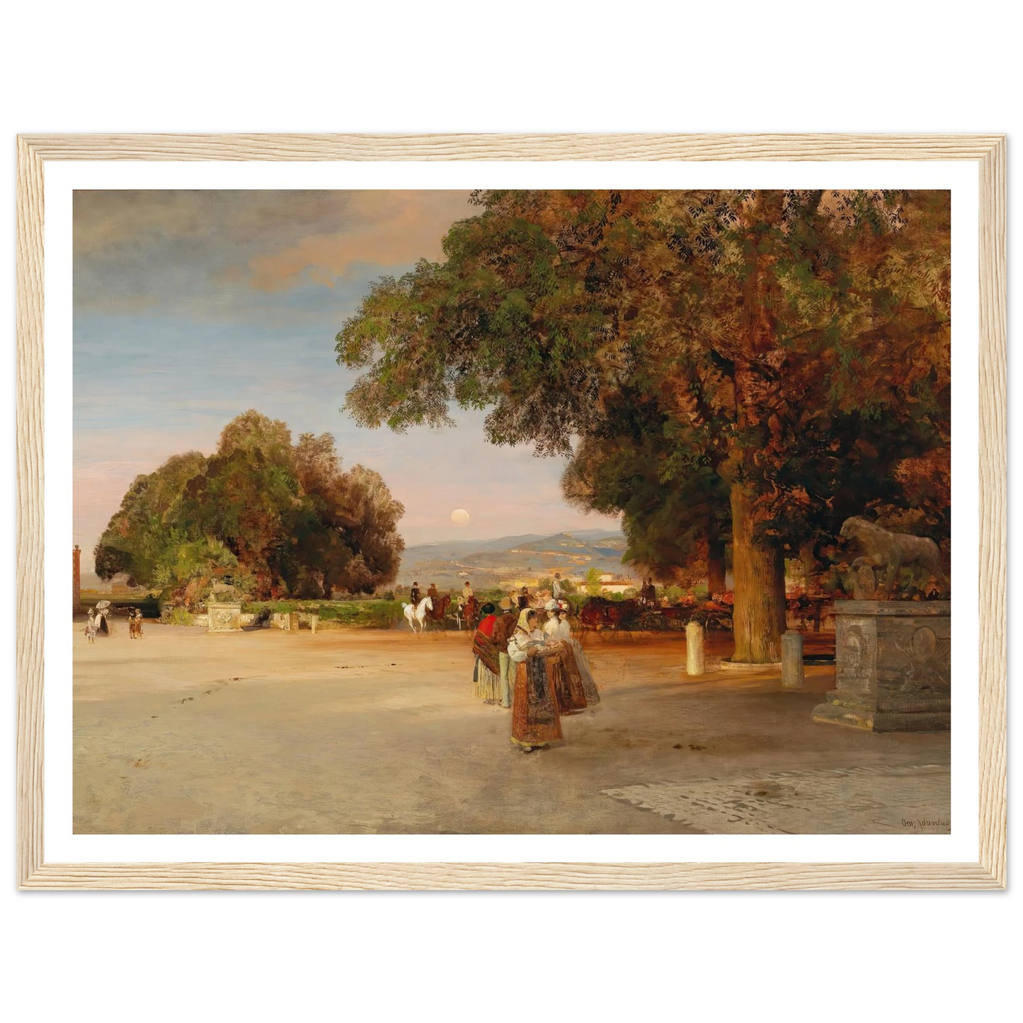 Scene at dusk on the terrace of Villa Grazioli in Grottaferrata Art Print | Oswald Achenbach-Quipham Collections