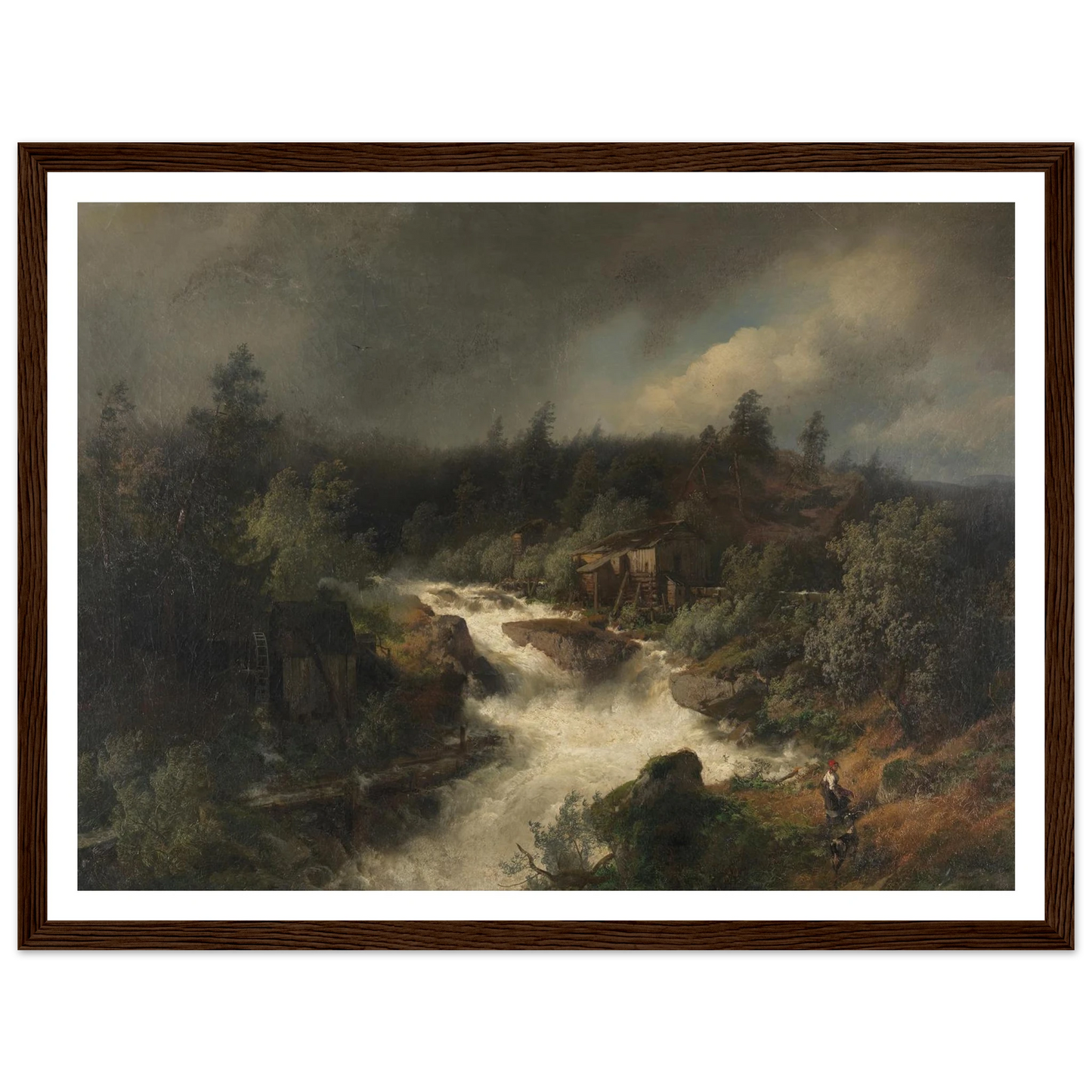 Wassermühle am tosenden Gebirgsbach (1870) Art Print | Hermann Ottomar Herzog-Quipham Collections