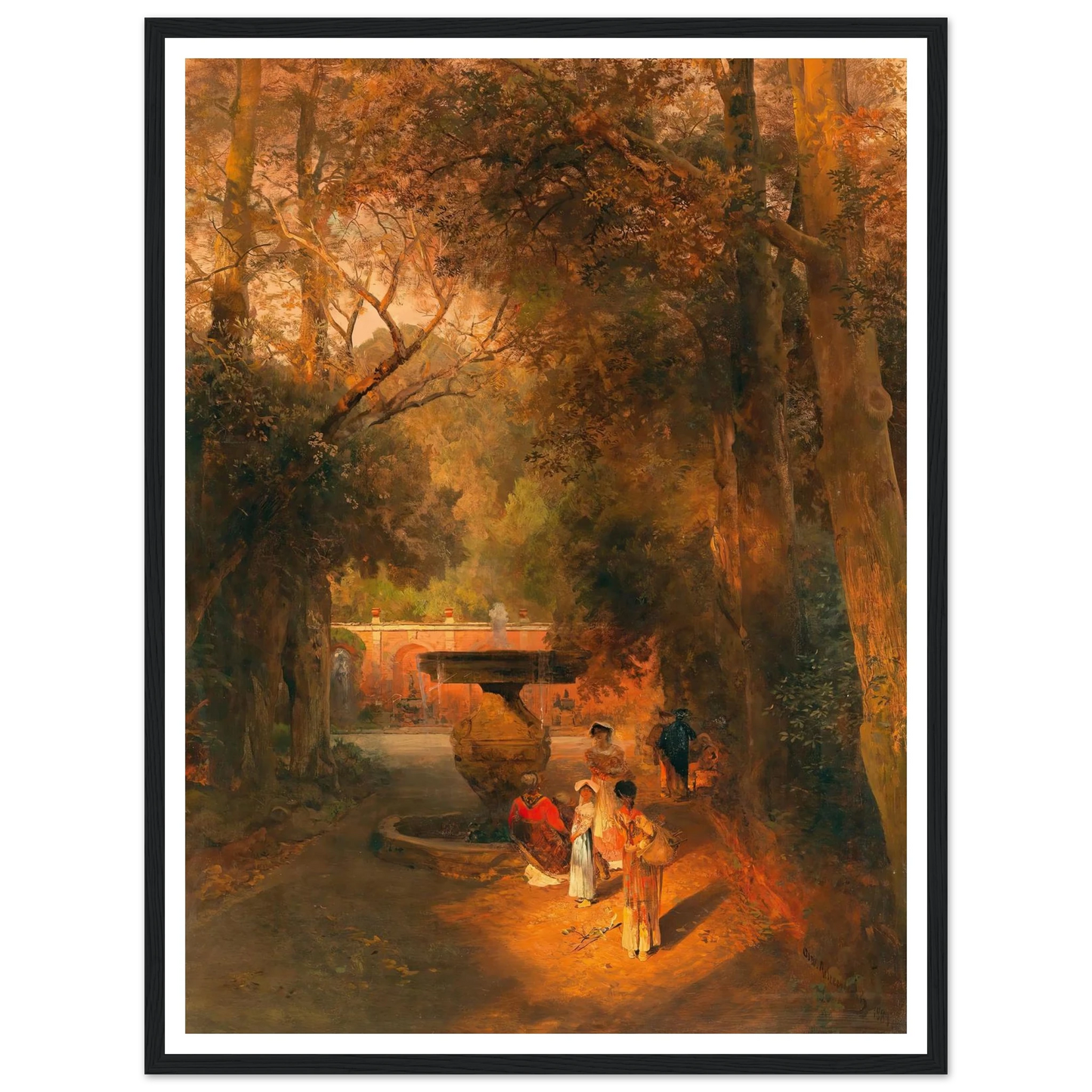 In the park by the fountain of Villa Torlonia in Frascati, near Rome Art Print | Oswald Achenbach-Quipham Collections