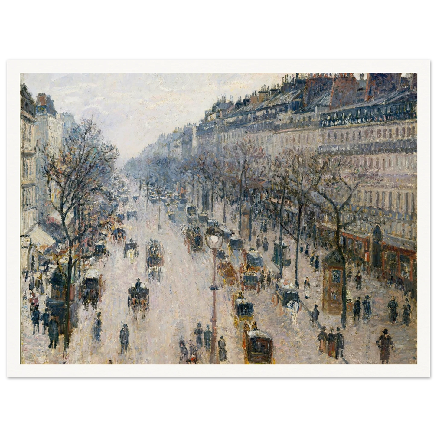 The Boulevard Montmartre on a Winter Morning (1897) Art Print | Camille Pissarro-Quipham Collections