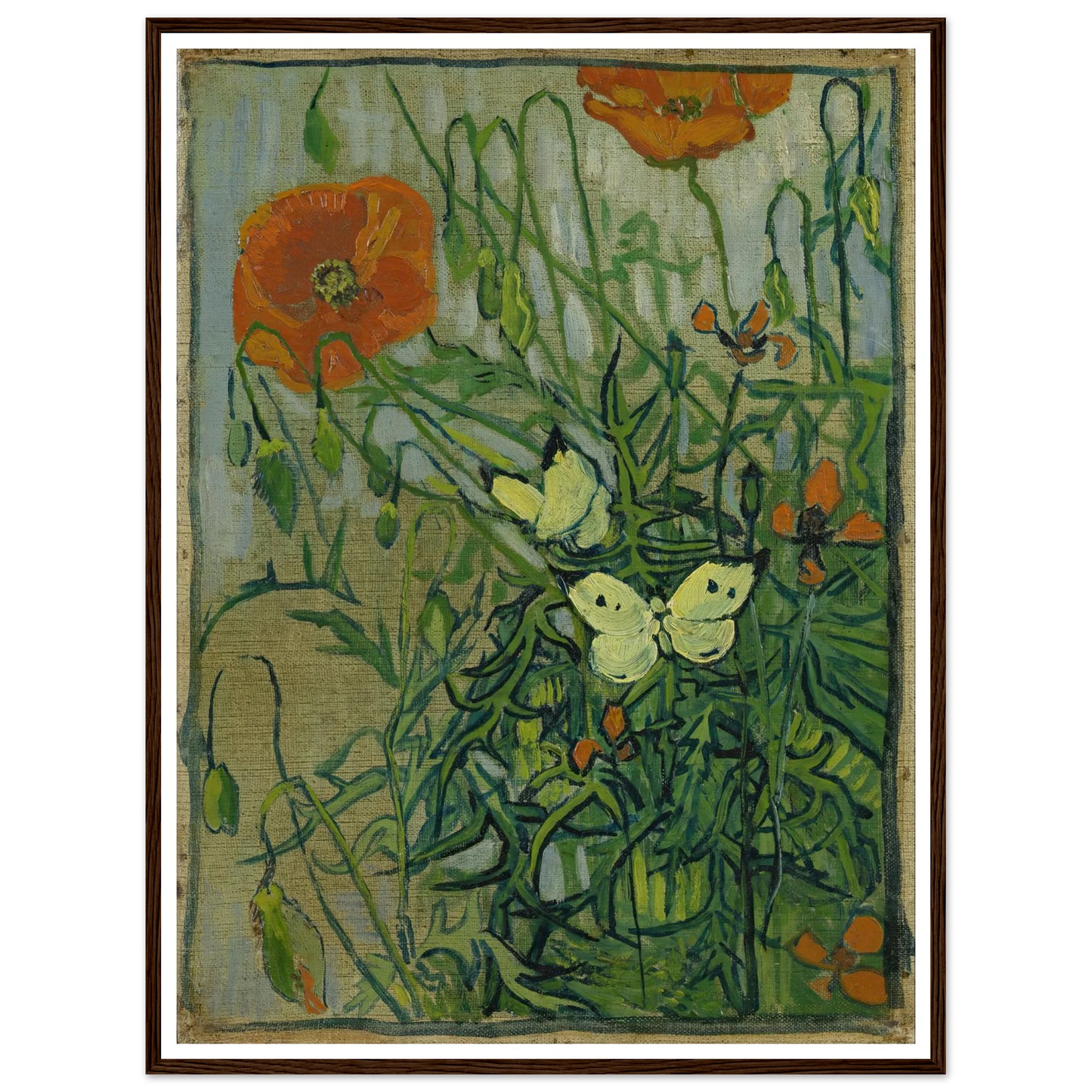Butterflies and poppies (1890) Art Print | Vincent van Gogh-Quipham Collections