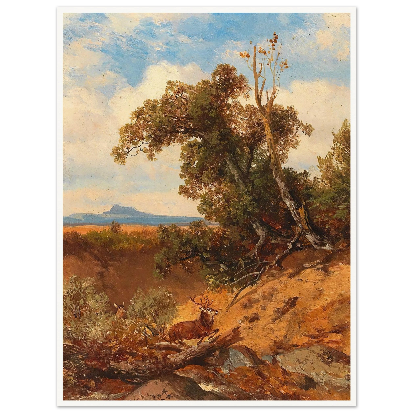 Fleeing Stag In The Foothills Of The Alps Art Print | Albert Zimmermann-Quipham Collections