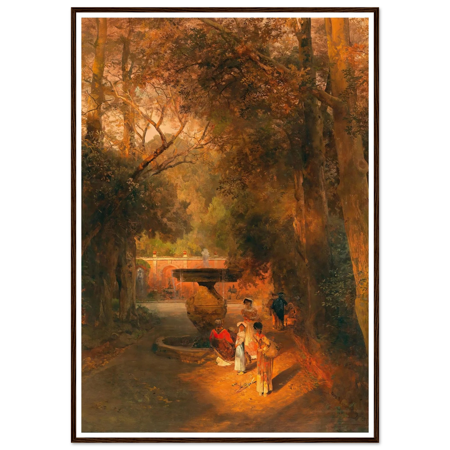 In the park by the fountain of Villa Torlonia in Frascati, near Rome Art Print | Oswald Achenbach-Quipham Collections