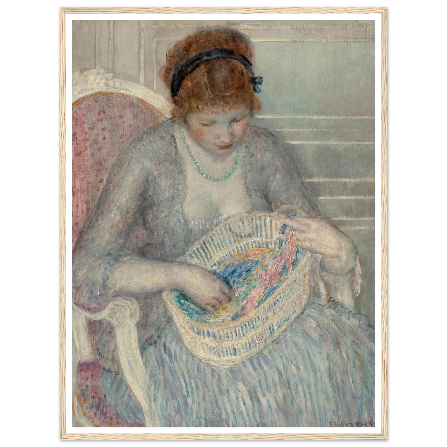 Girl with a Basket of Ribbons (1915) Art Print | Frederick Carl Frieseke-Quipham Collections