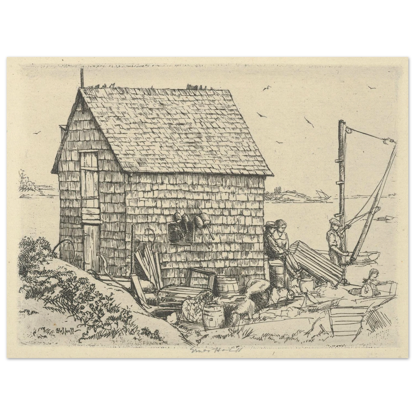 Fish House Idyll (1900-1925) Art Print | Ernest Haskell-Quipham Collections