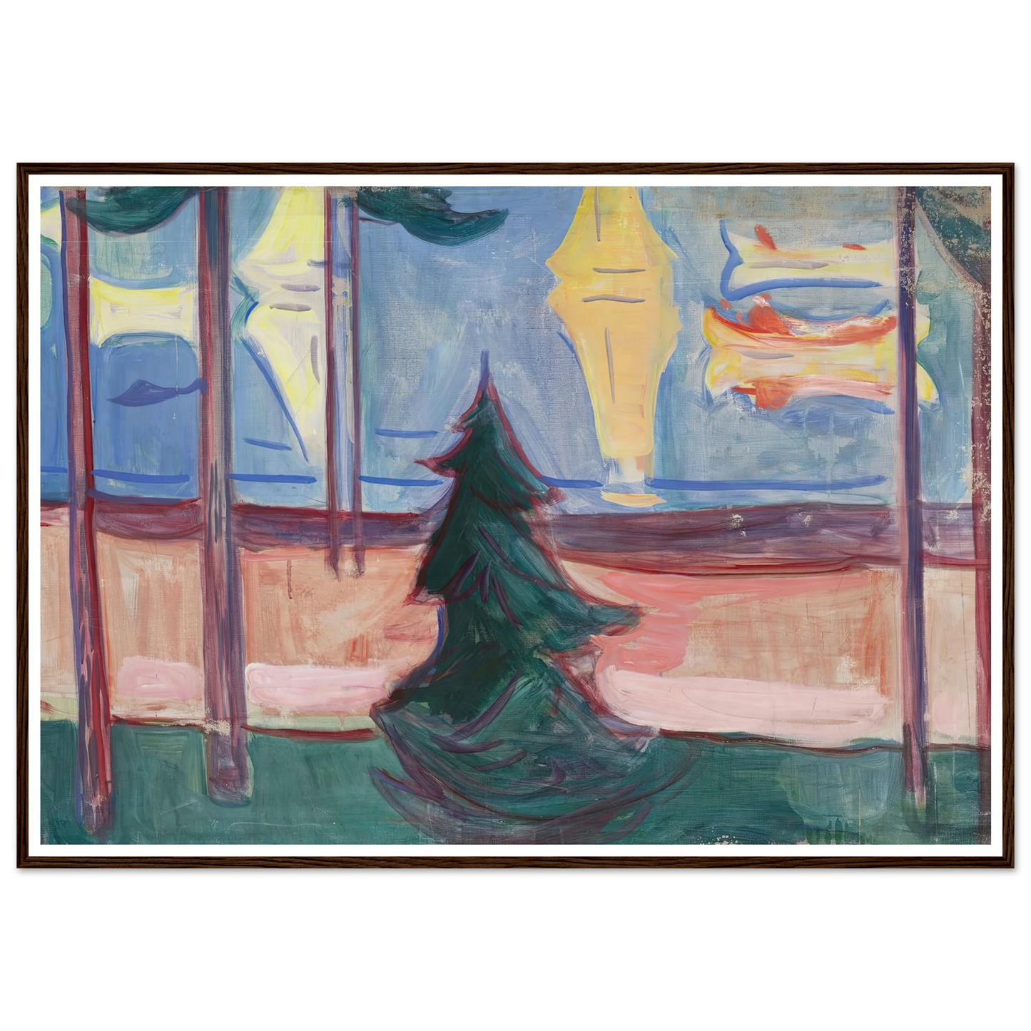 Beach Landscape with Trees and Boats (1905–1906) Art Print | Edvard Munch-Quipham Collections