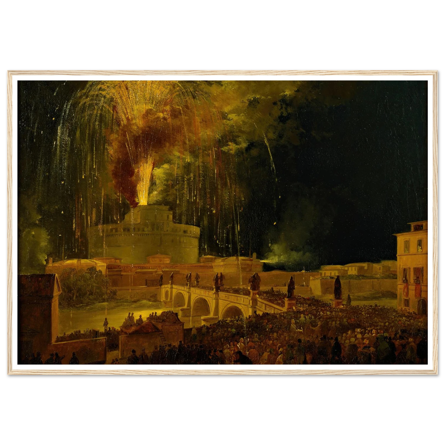 La Girandola Fireworks From Castel Sant’angelo In Rome (1830s) Art Print | Ippolito Caffi-Quipham Collections