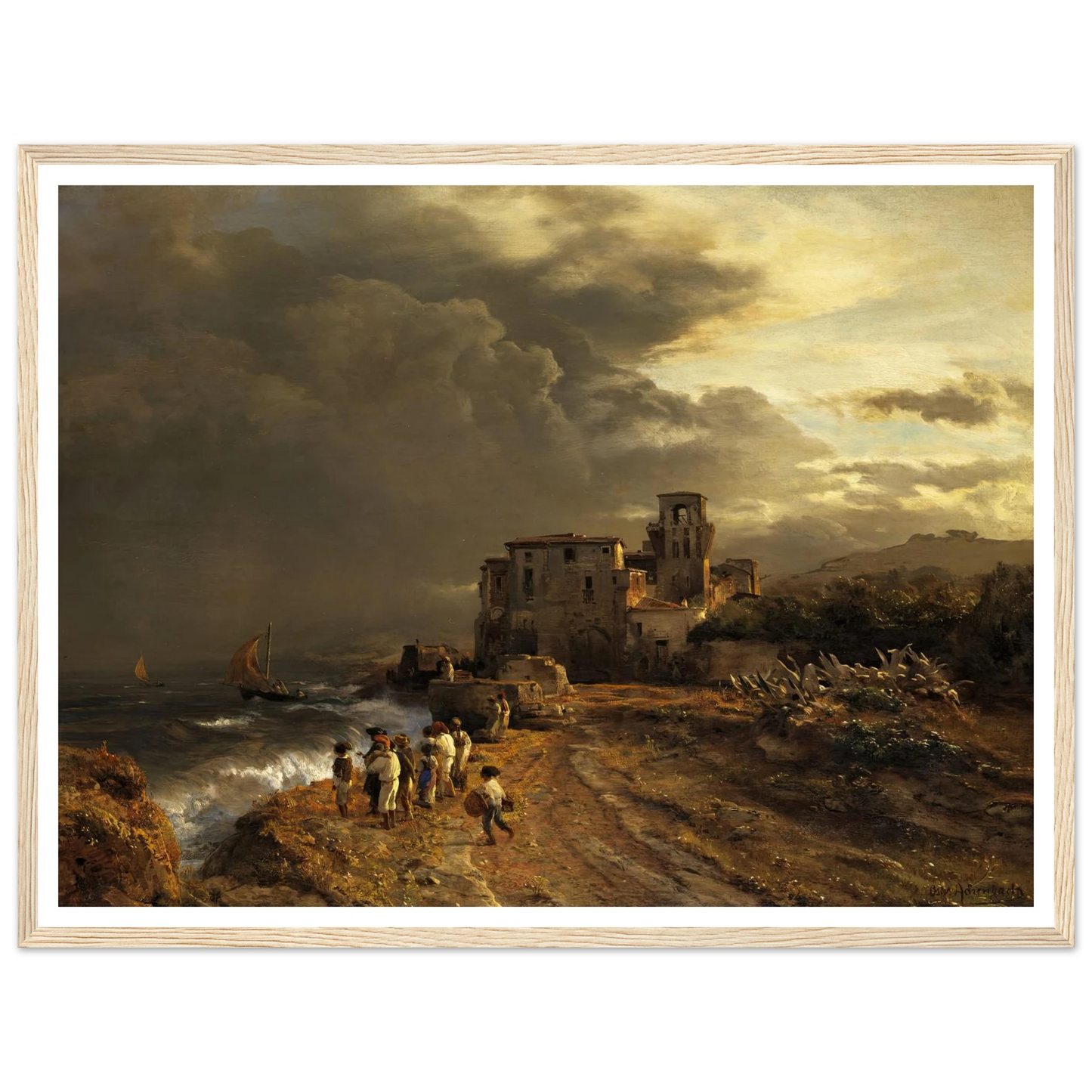 Abziehender Sturm an der italienischen Küste Art Print | Oswald Achenbach-Quipham Collections