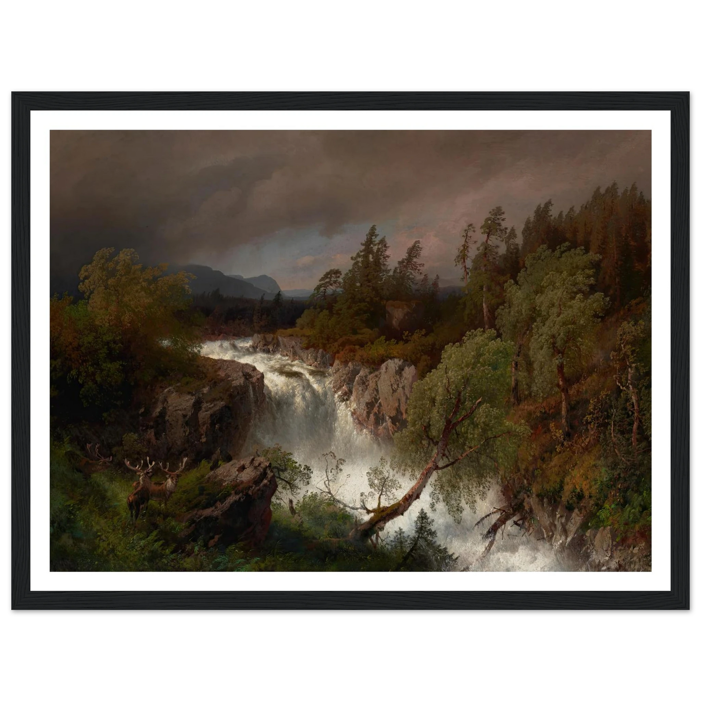 Waterfall in Telemarken Norway (1879) Art Print | Hermann Ottomar Herzog-Quipham Collections