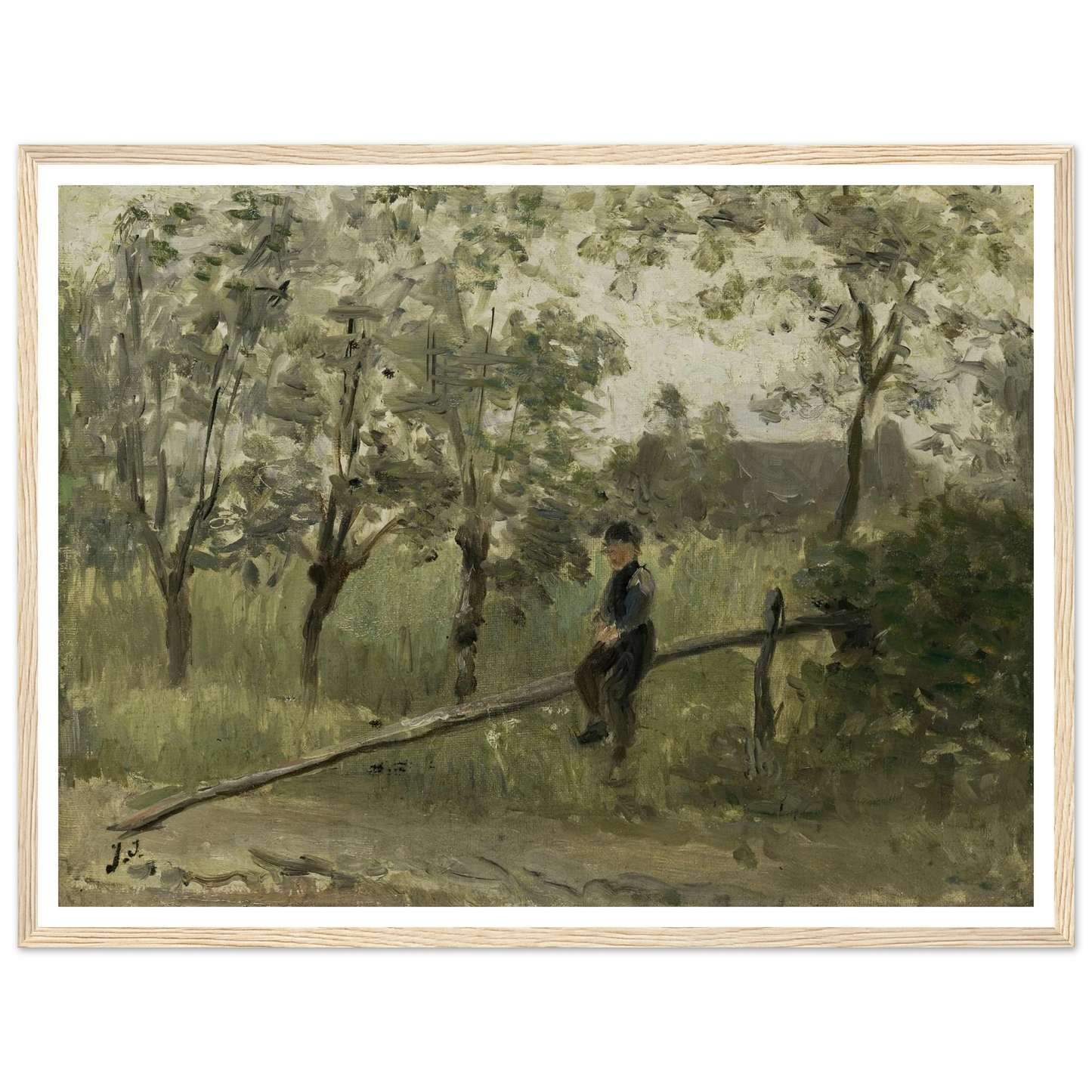 Country Boy on a Pole Barrier (1900 - 1911) Art Print | Jozef Israels-Quipham Collections