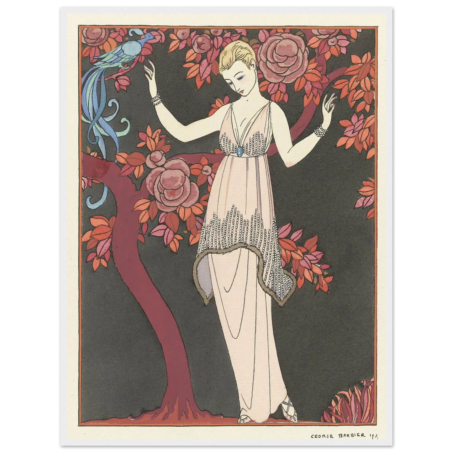 L’Arbre de science _Robe du soir de Doeuillet (1914) Art Print | George Barbier-Quipham Collections