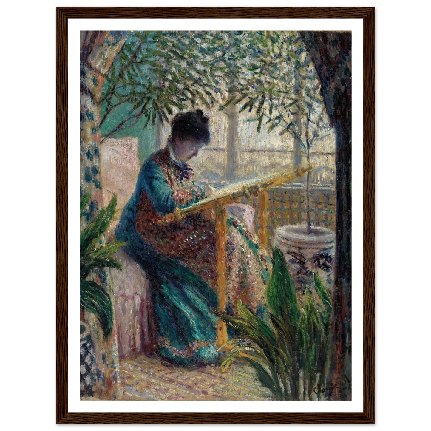 Madame Monet Embroidering (Camille au métier) (1875) Art Print | Claude Monet-Quipham Collections
