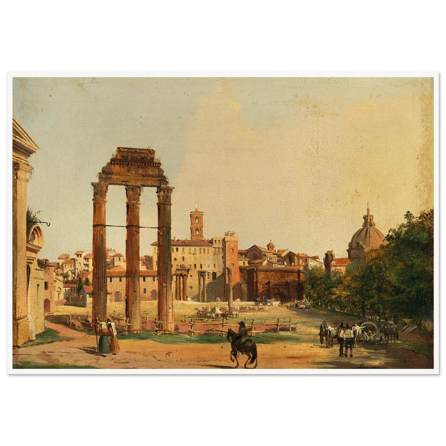 Rome, a View of the Roman Forum with the Temple of Castor and Pollux (1843) Art Print | Ippolito Caffi-Quipham Collections