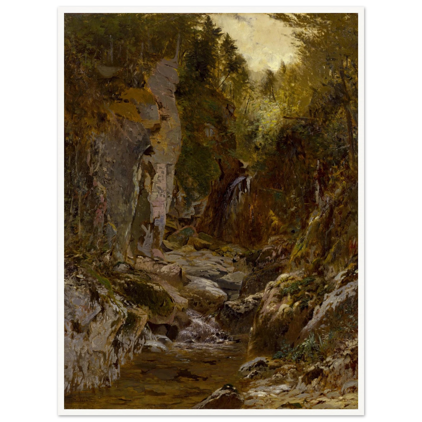 The Flume, Opalescent River, Adirondacks (ca. 1875) Art Print | Alexander Helwig Wyant-Quipham Collections