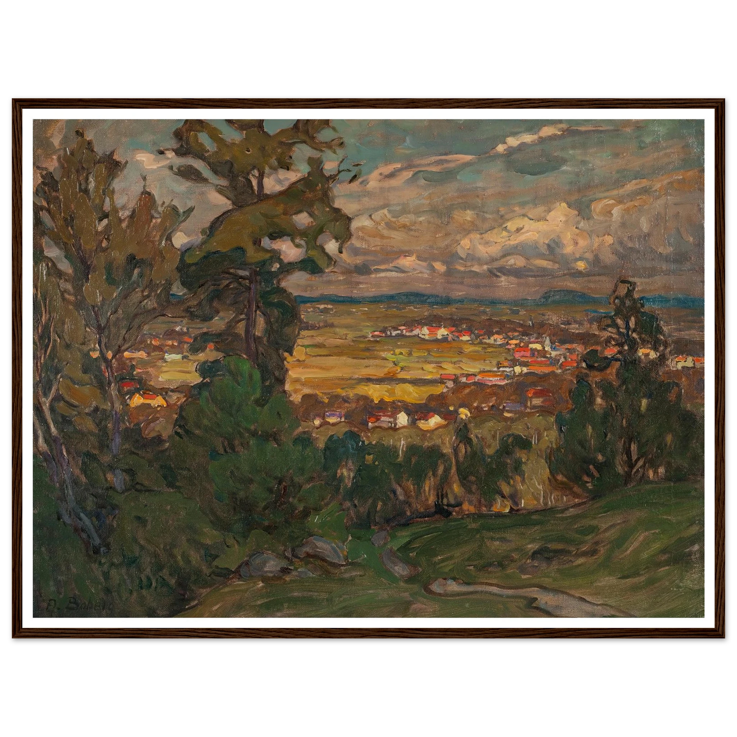 Landscape with a Village. Study from North Norway Art Print | Anna Boberg-Quipham Collections