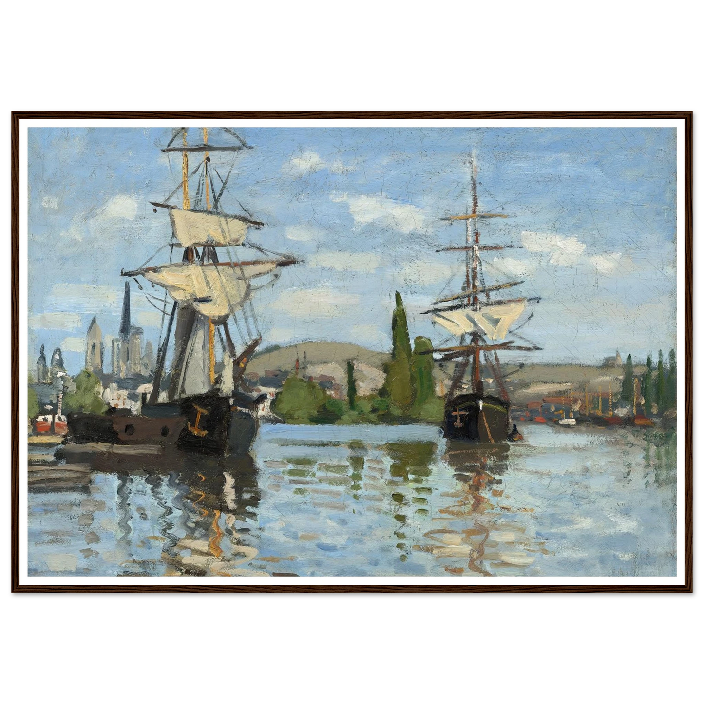 Ships Riding on the Seine at Rouen (1872-1873) Art Print | Claude Monet-Quipham Collections