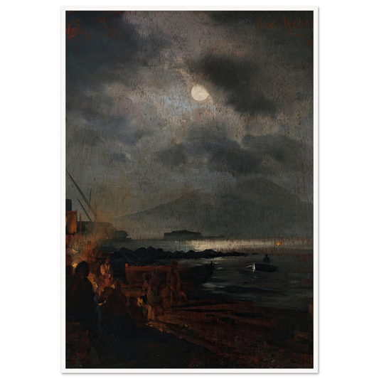 Fischer in der Bucht von Neapel bei Mondschein (1885) Art Print | Oswald Achenbach-Quipham Collections